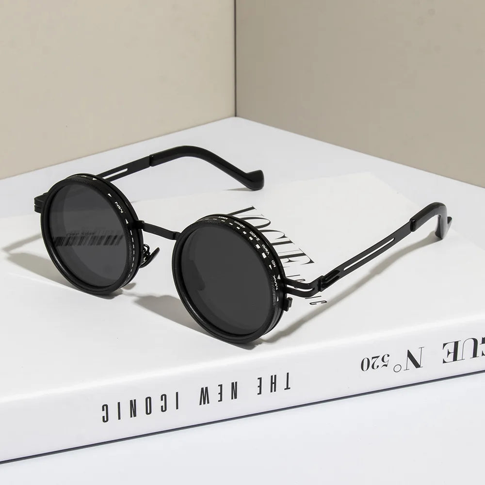 Cycling Polarized round Sunglasses ND9 Adjustable Dimming Sun Glasses Women Retro Punk Fishing Eyeglasses Outdoor Shades UV400